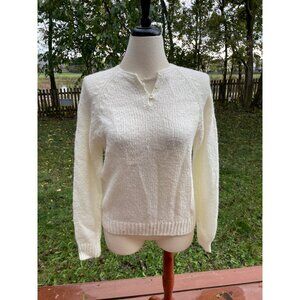 Sweater Size Medium 100% Acrylic Taiwan Vintage Silvercord Ivory Knit Women